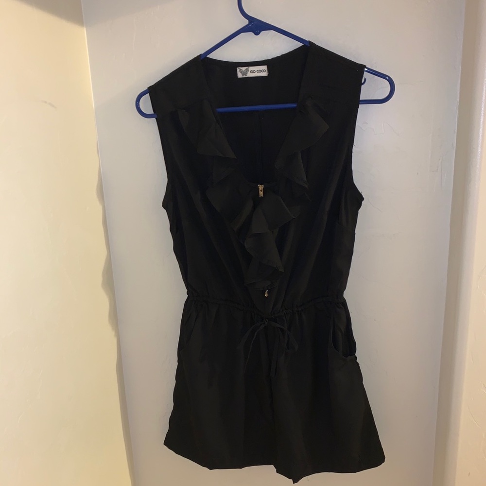 Go Coco Black Zip-up Romper